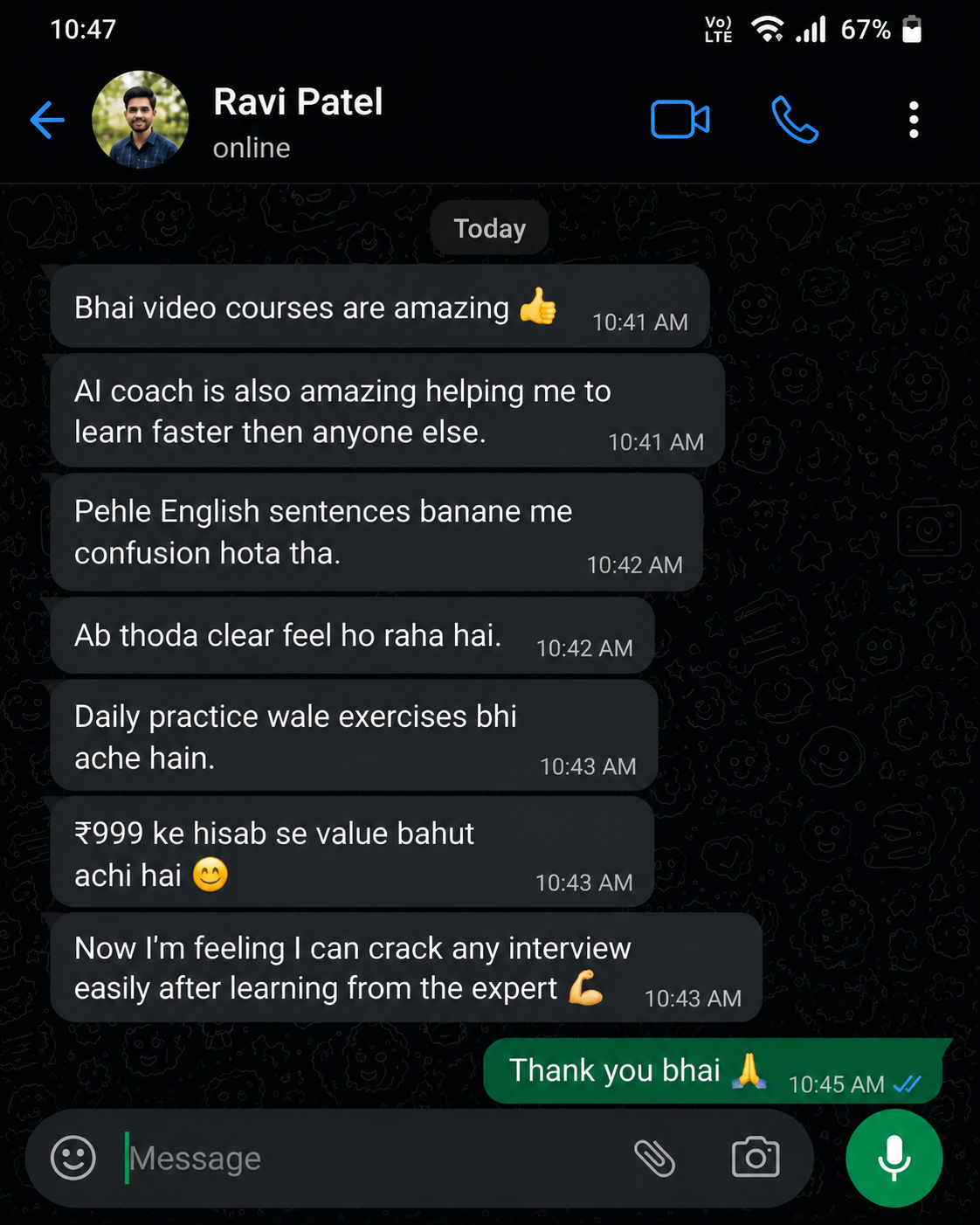 Learner message 1